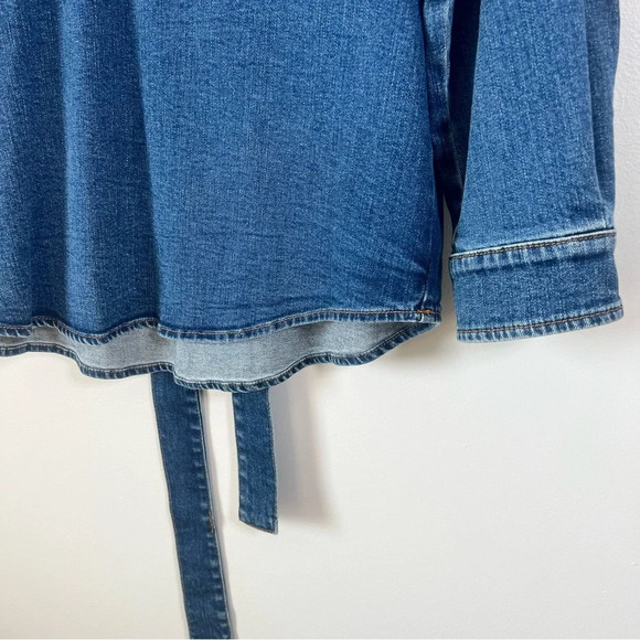 SEE BY CHLOE Tie-Neck Shirt Denim Jeans Blouse Top Preppy Puff Sleeve US 8 - Picture 11 of 16